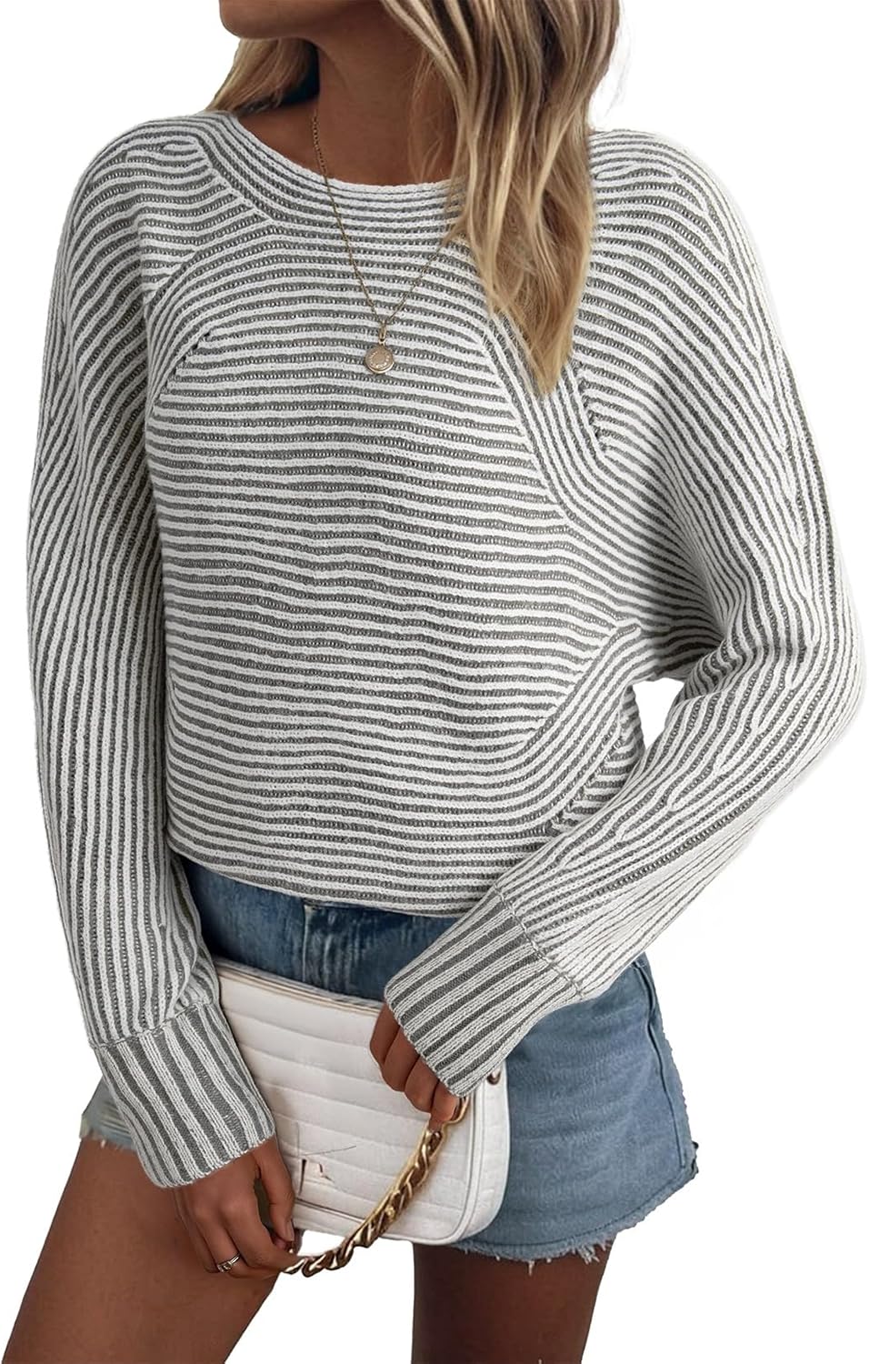 EVALESS Striped Sweaters for Women Oversized Pullover Style