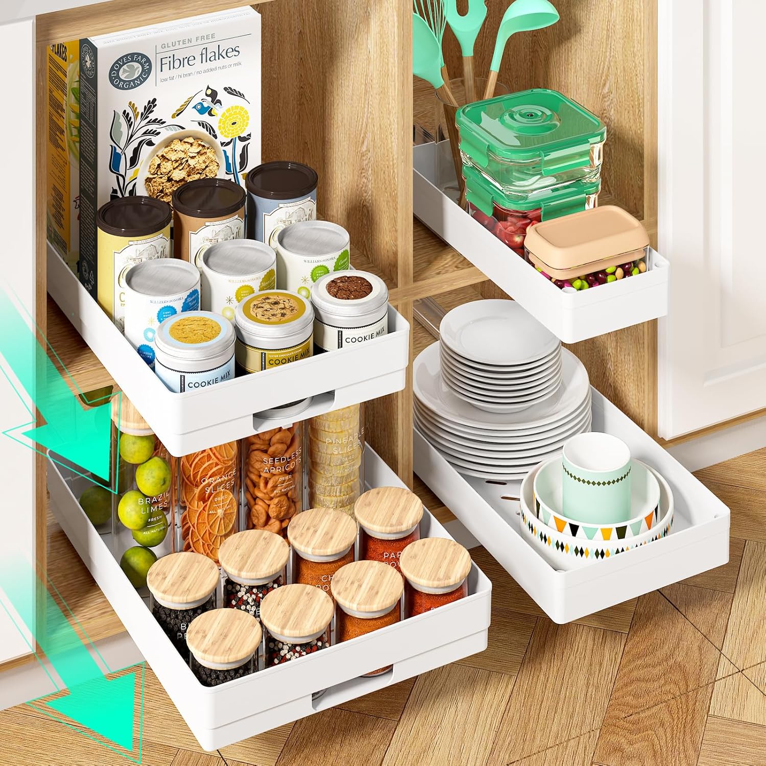 4 Pack Pull Out Cabinet Organizer for Kitchen Storage Needs