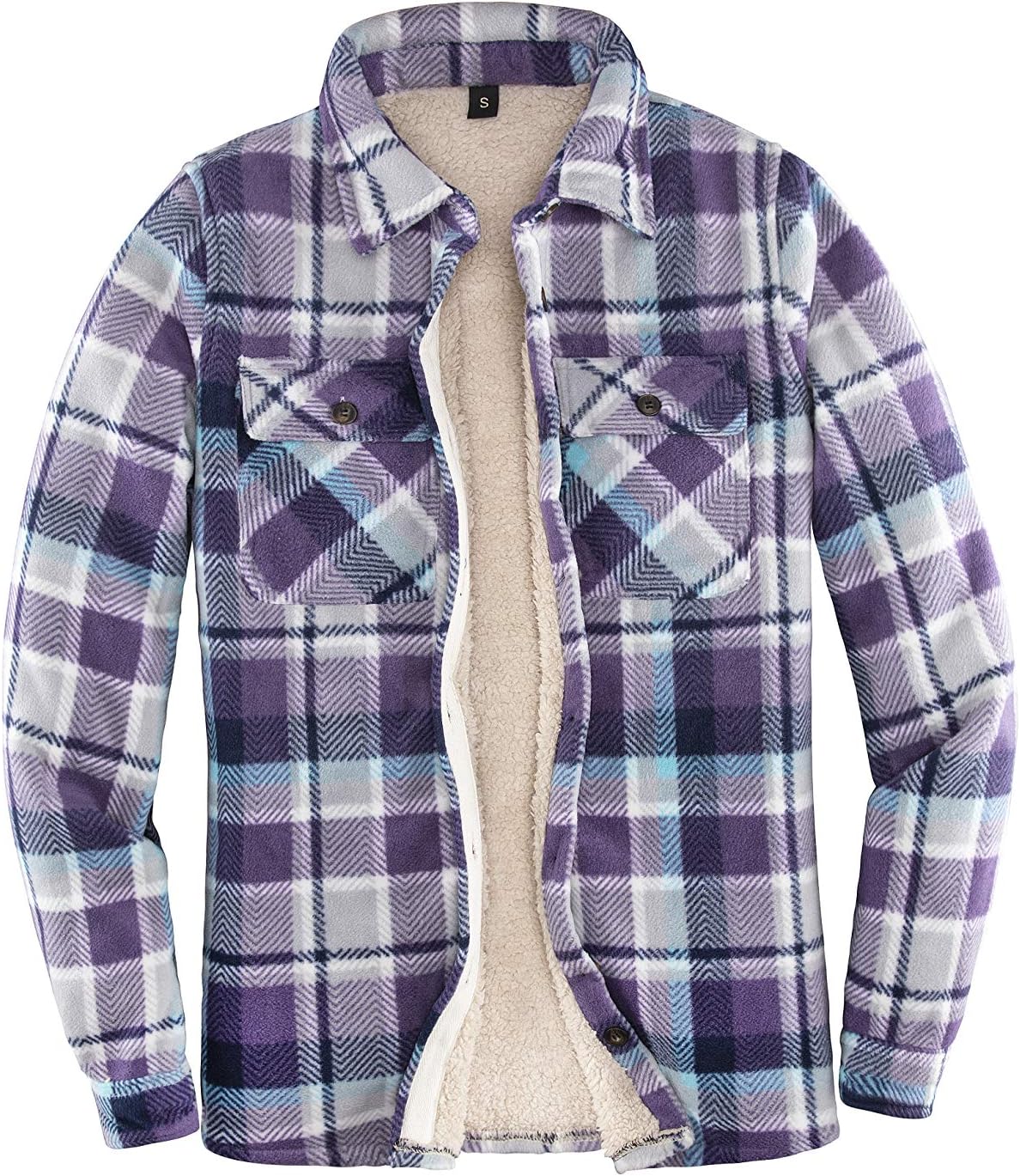 Womens Sherpa Fleece Lined Flannel Shirt Jacket for Warmth