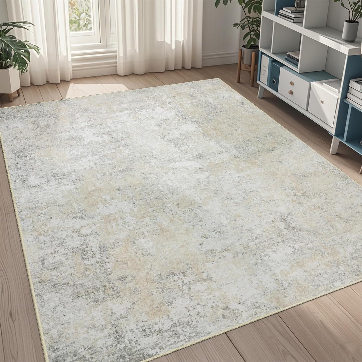 5x8 Area Rugs for Living Room: Abstract Non-Slip Carpet