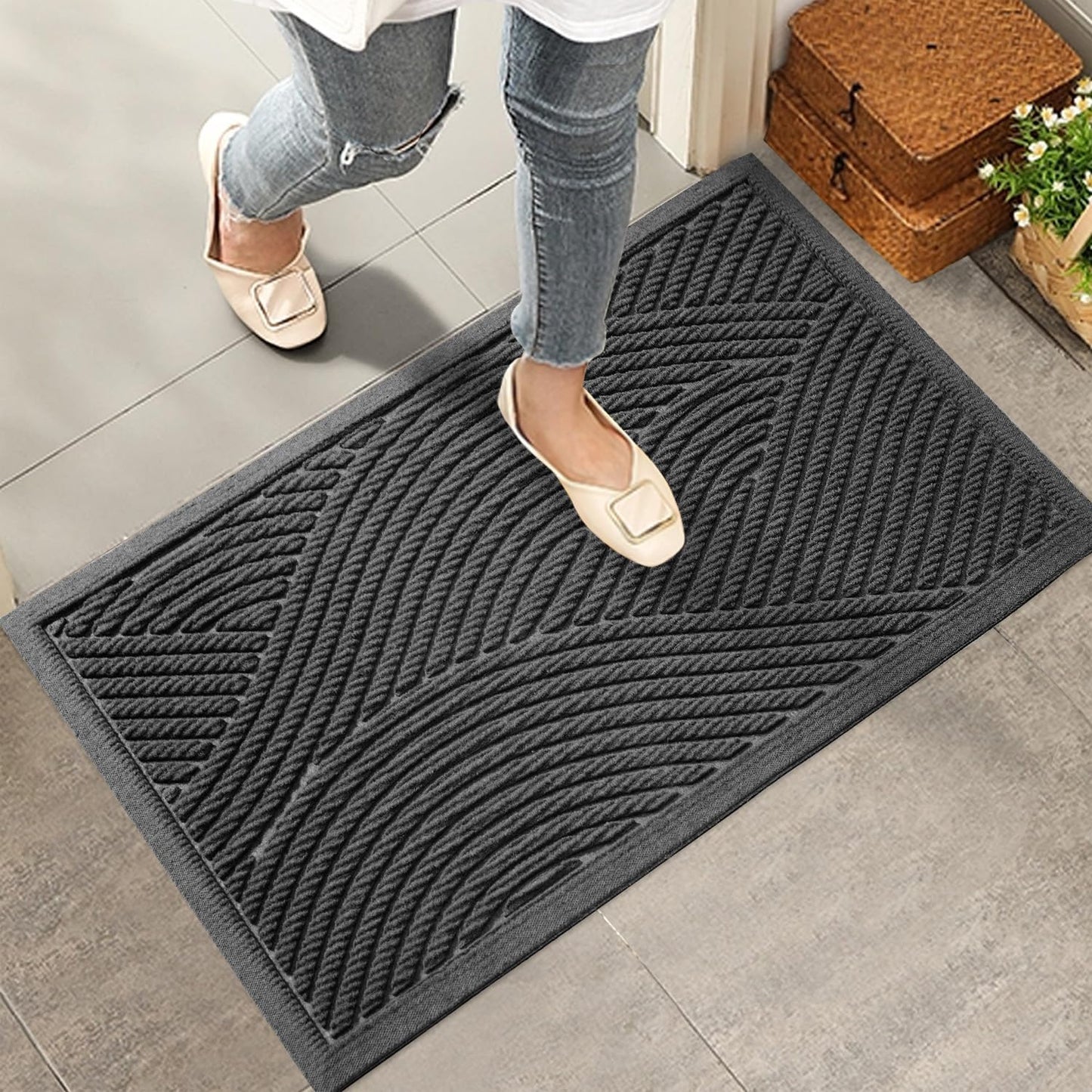 Sturdy Front Door Mat for Indoor Outdoor Use, Non-Slip Design