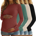 4 Pack Womens Maternity Ribbed Knit Long Sleeve Tops - Comfortable Do