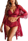 Avidlove Women Sexy Lingerie Set 3 Piece Lace Robe and Bralette
