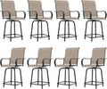 Outdoor Swivel Bar Stools Set of 8 - Weatherproof High Bistro Chairs