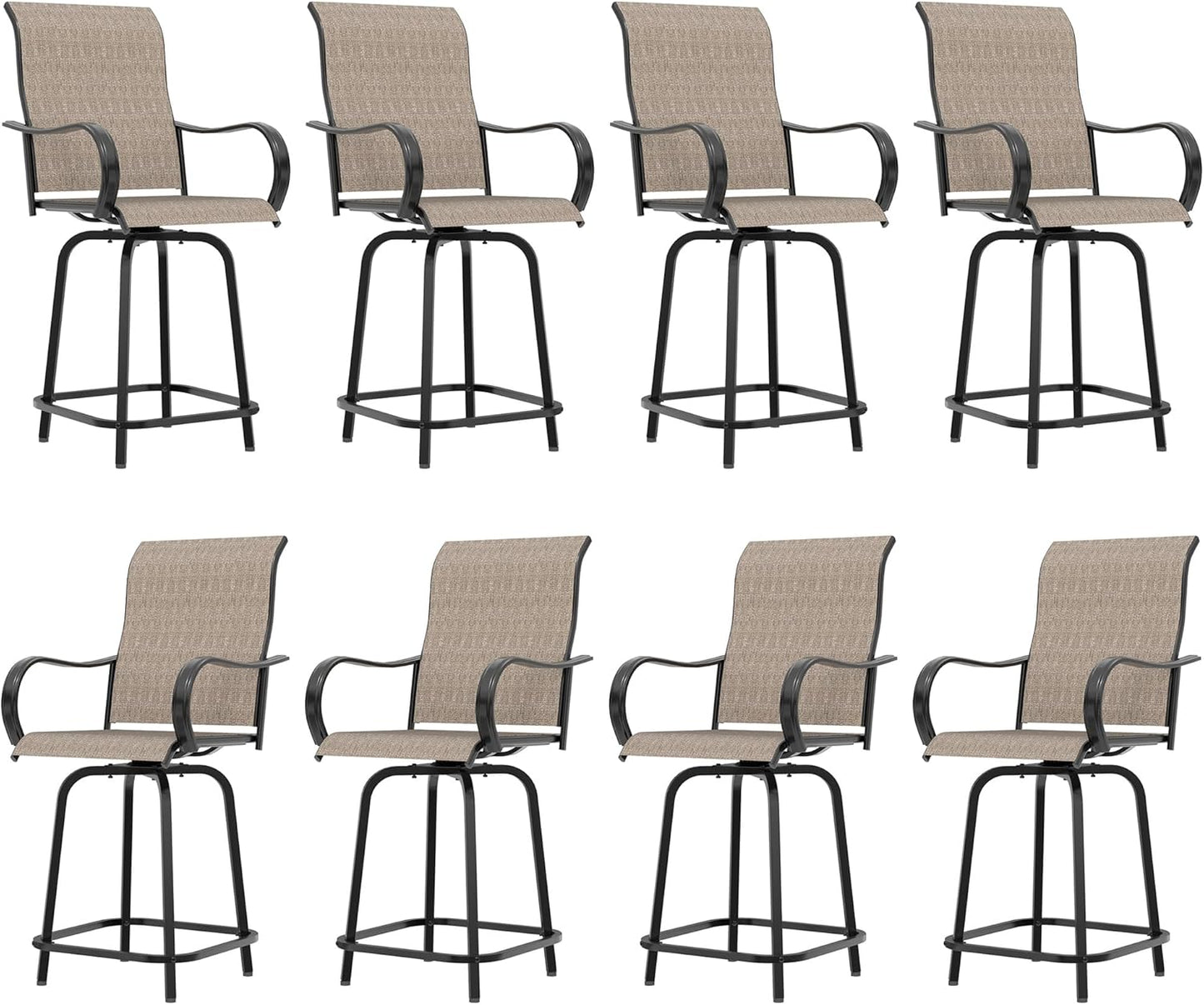 Outdoor Swivel Bar Stools Set of 8 for All Weather Use