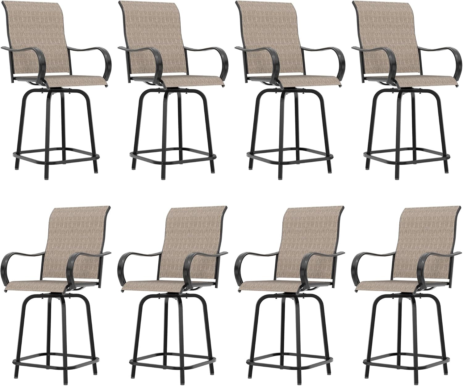 Outdoor Swivel Bar Stools Set of 8 for All Weather Use