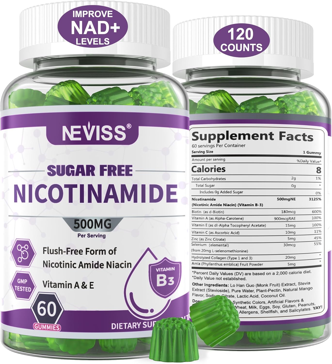 Sugar Free Nicotinamide 500mg Gummies for Healthy Aging