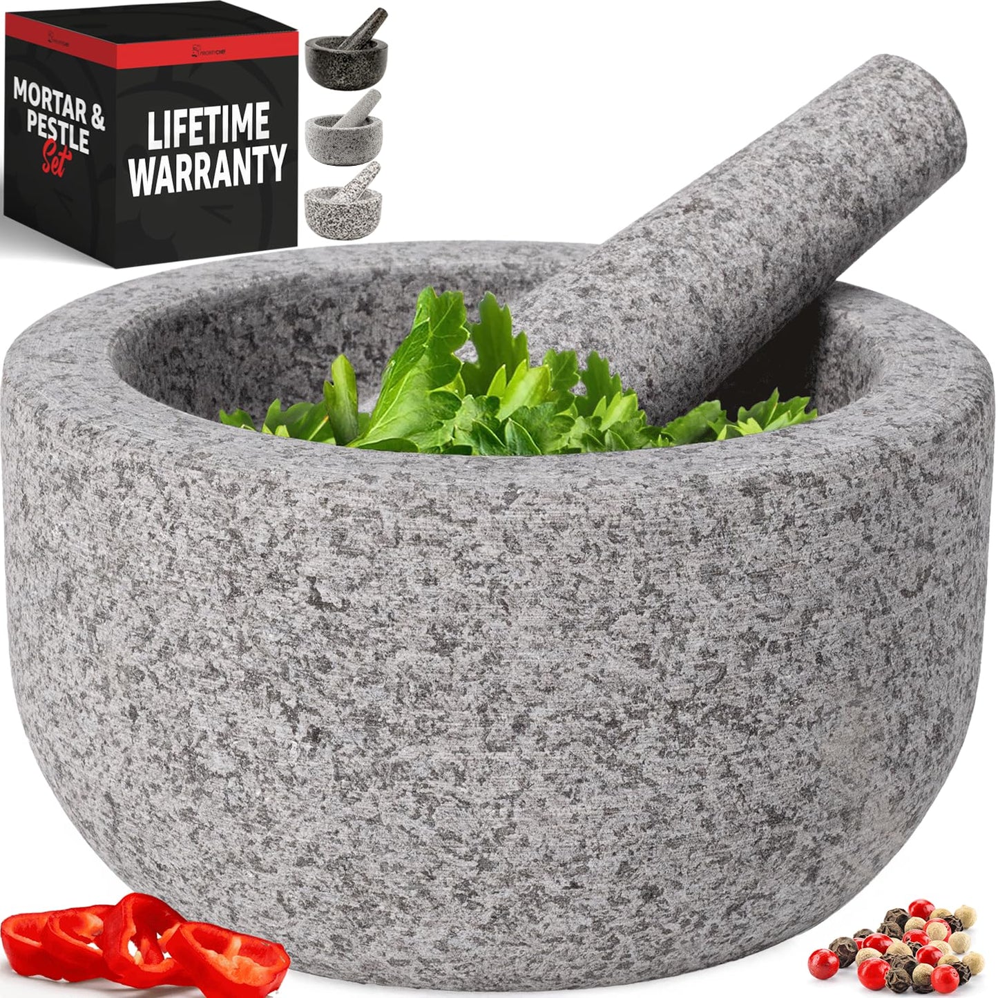 Extra Large Mortar and Pestle Set for Fresh Guacamole and More