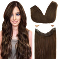 GOO GOO Wire Hair Extensions Human Hair 4A Chocolate Brown 16in