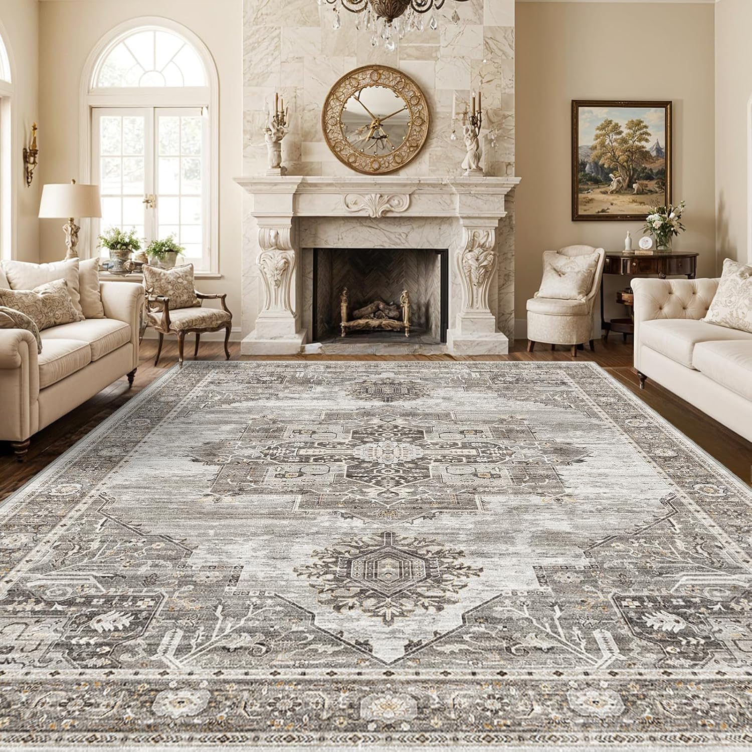 10x14 Area Rug - Washable Lightweight Vintage Soft Carpet