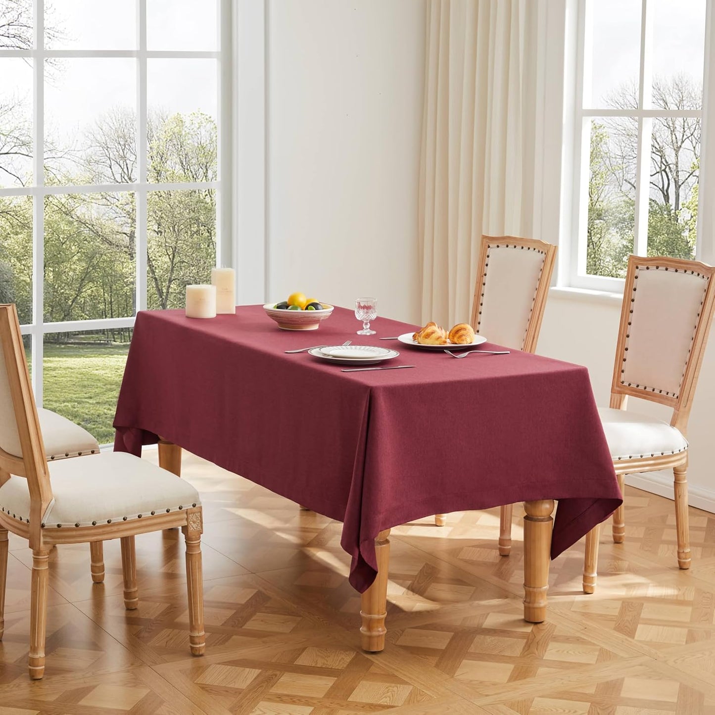 ZeeMart Basic Linen Textured Table Cloth for Elegant Dining