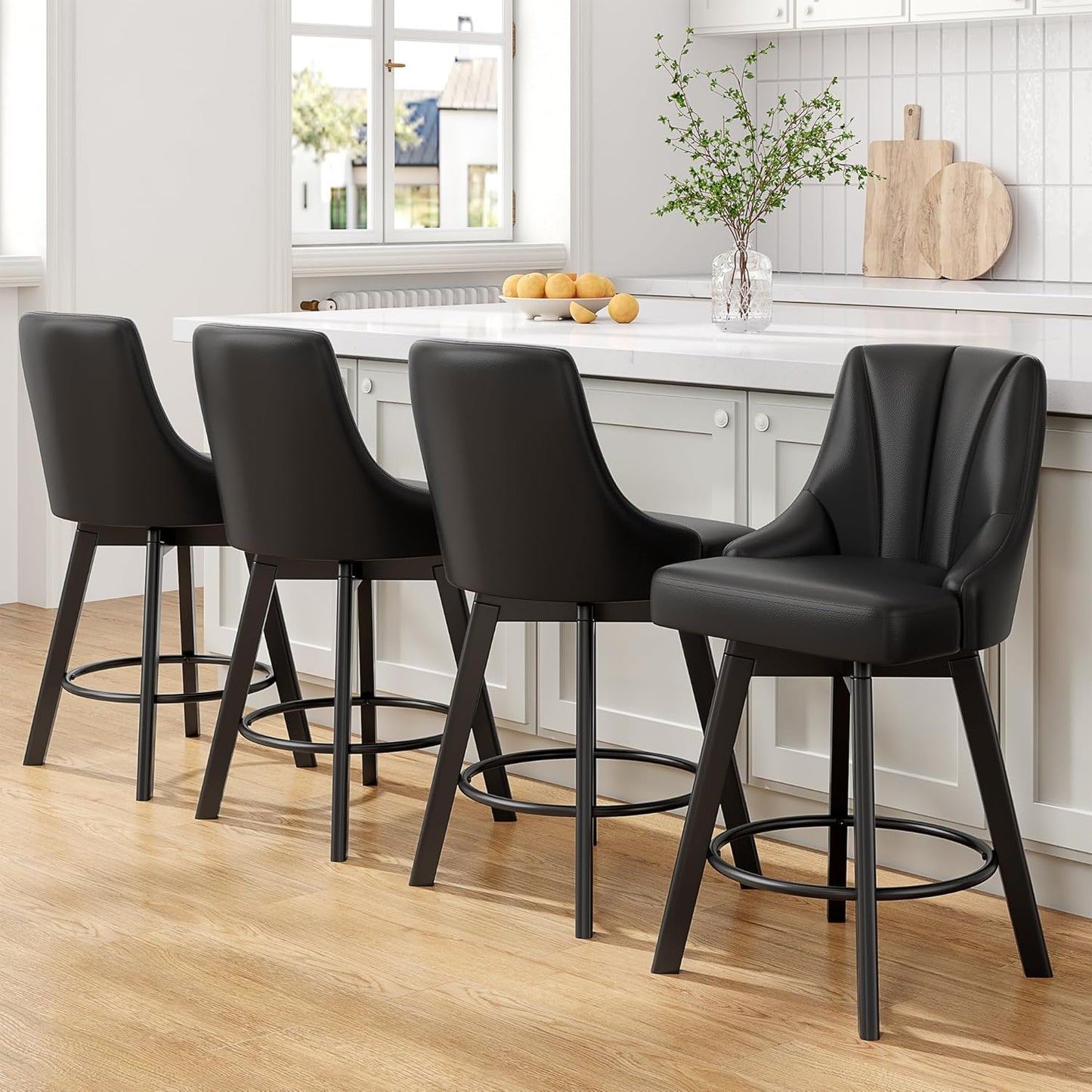 Swivel Bar Stools with Backs for Kitchen Island and Home Bar