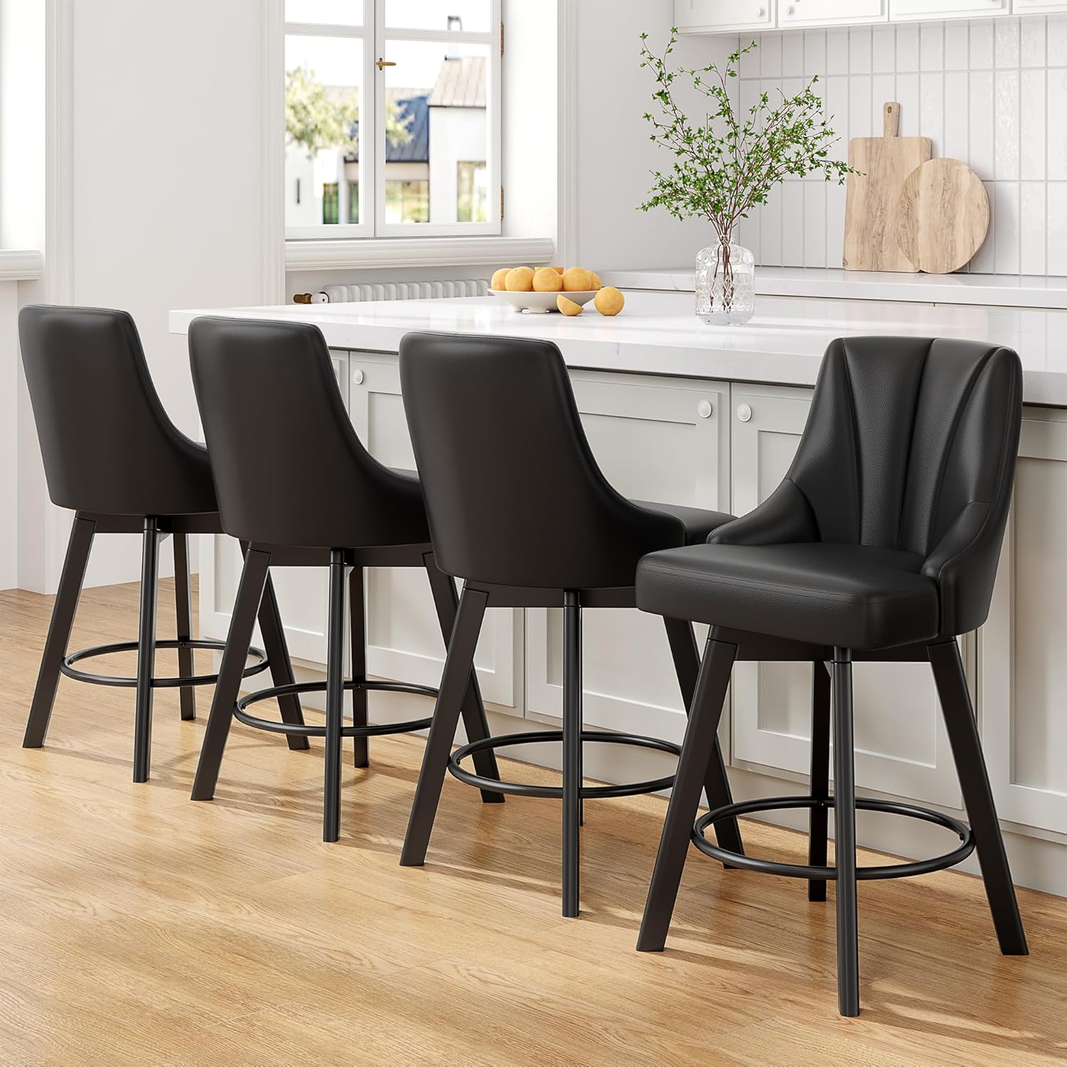 Swivel Bar Stools with Backs for Kitchen Island and Home Bar
