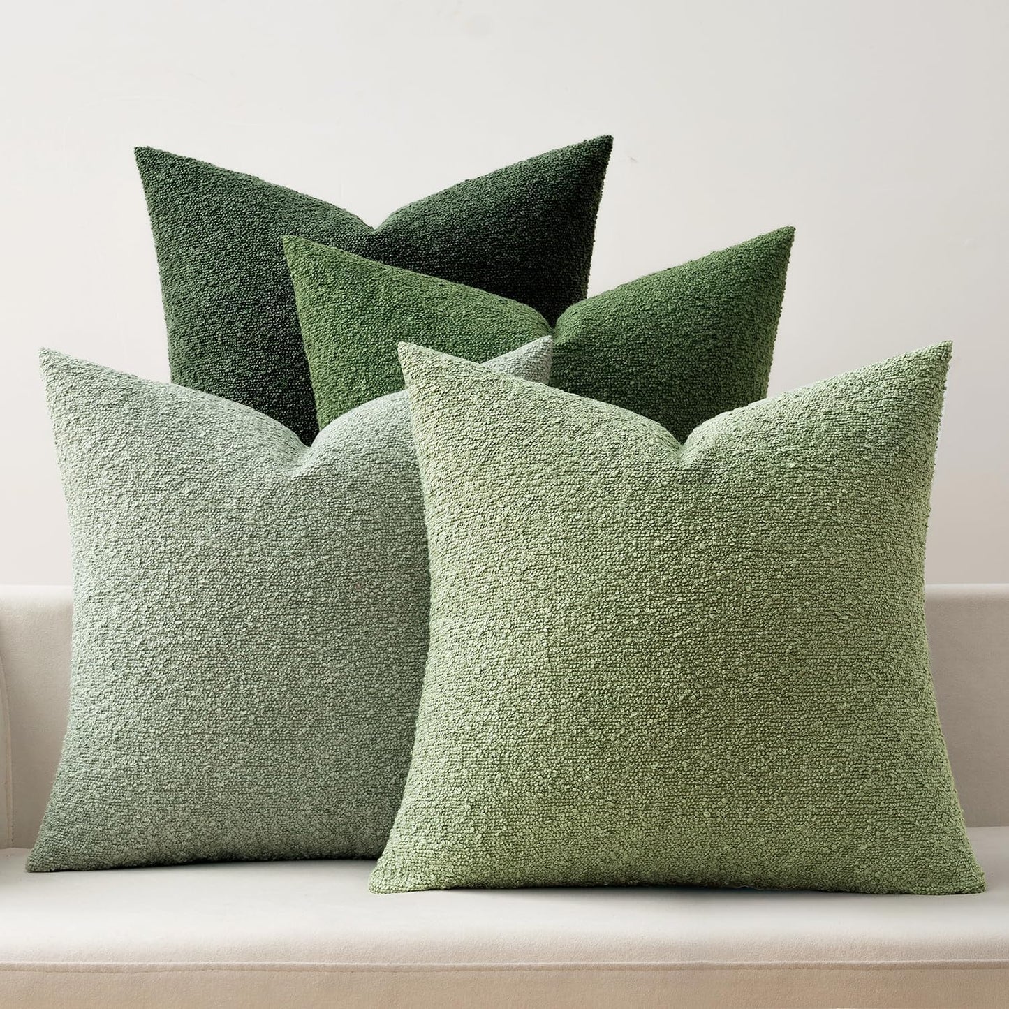 MIULEE Christmas Decorative Sage Green Boucle Pillow Covers