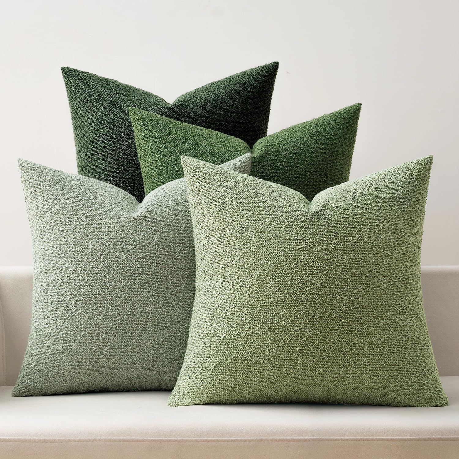 MIULEE Christmas Decorative Sage Green Boucle Pillow Covers
