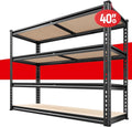 40in W Garage Shelving 2000LBS Capacity - Heavy Duty 4 Tier Organizer
