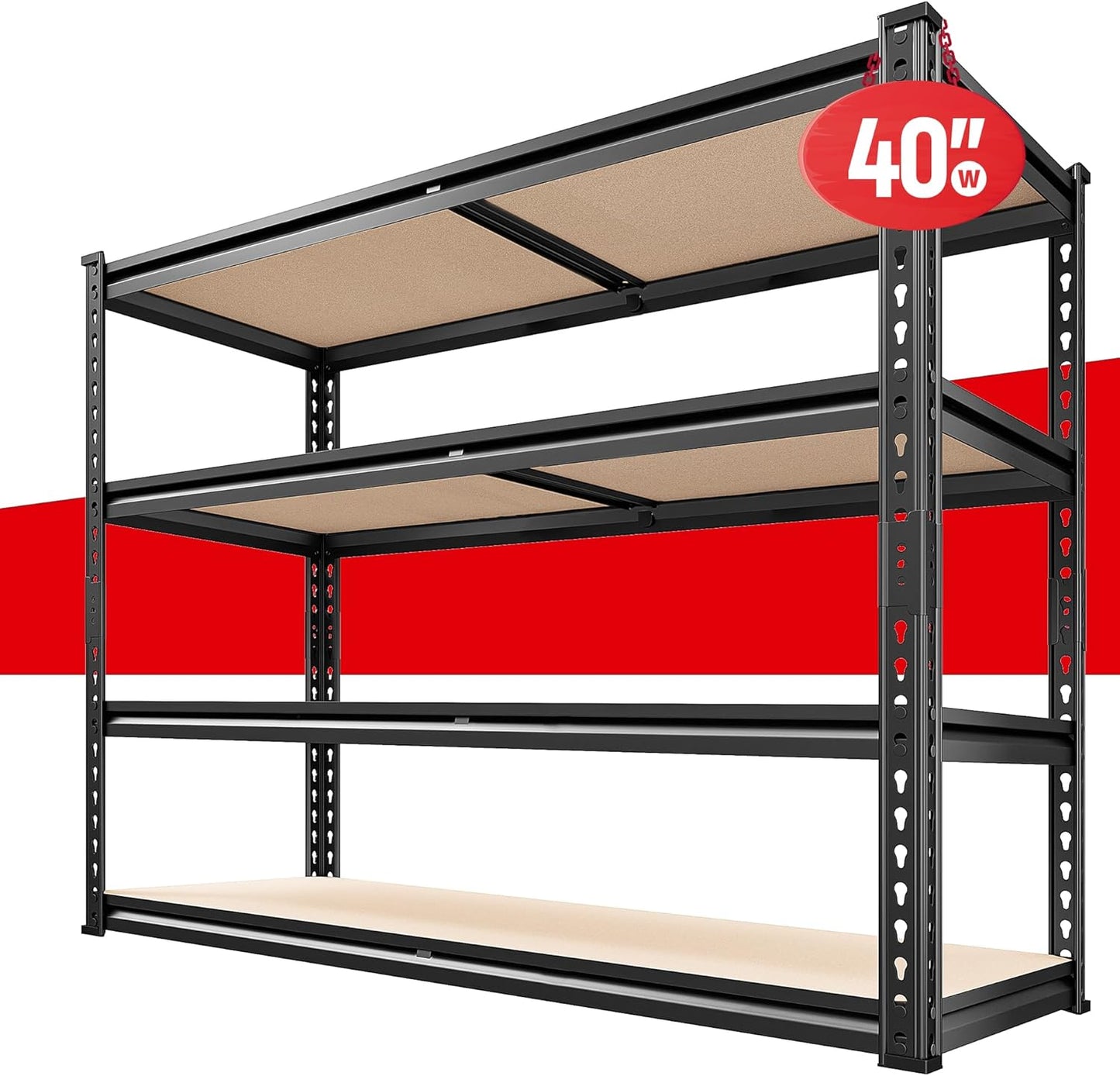 Heavy Duty 40in W Garage Shelving with 2000LBS Capacity