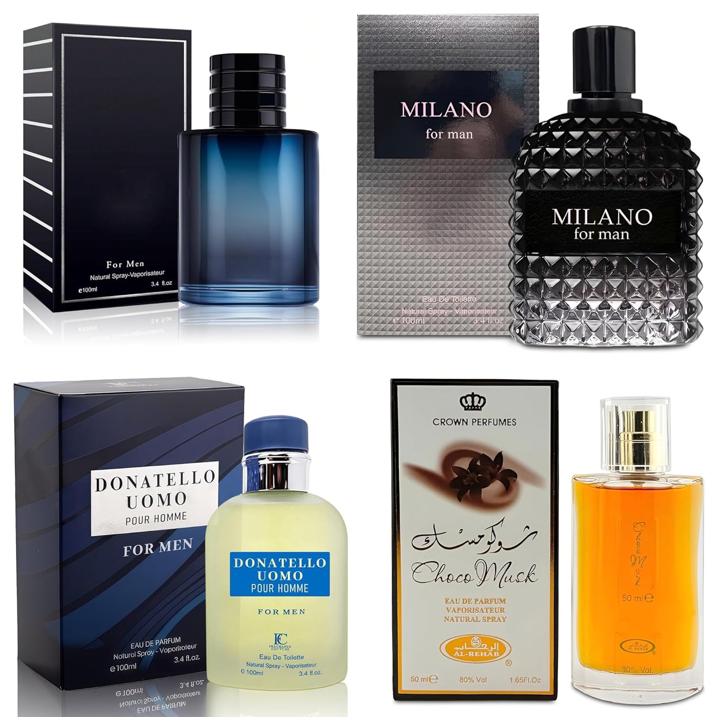 4-Piece Cologne Set for Men with Woody, Spicy, Citrus Scents