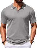 Mens Polo Shirt Classic Collar Short Sleeve - Vintage Golf Style