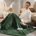 Electric Throw Blanket Heated Throw 50in x 60in - Wheat Pattern Green