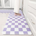 Purple Checkered Grid Checkerboard Kitchen Rug Sets [2 PCs] - Comfort