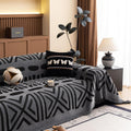 Boho Couch Cover Blanket Geometric Striped Pet Cover - Dark Grey