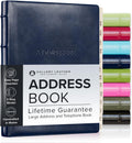 Large Leather Address Book 480 Records - Acadia Navy Hardcover