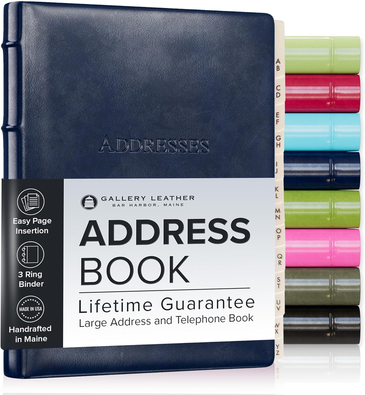 Leather Address Book with Alphabetical Tabs for 480 Records