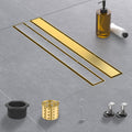 Linear Shower Drain 28 in Brushed Gold - Low-Profile 304 Stainless