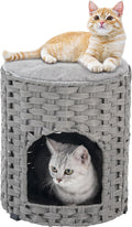 Cat House for Indoor Cat Small Handwoven Rattan Kitten Cave - Cozy