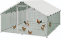 Large Metal Walk-In Chicken Coop Run Pen - Spacious Outdoor Poultry