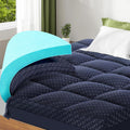 Dual Layer 3 Inch Memory Foam Mattress Topper Twin - Navy Blue Comfort