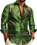 Mens Western Silk Paisley Long Sleeve Button Down Shirt - Dressy
