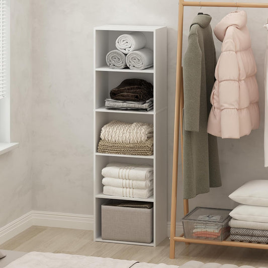 Furinno Reed 5-Tier Open Shelf for Stylish Closet Storage