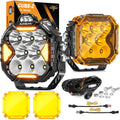 Auxbeam Cube-Z 4in LED Pods with Amber Covers - 112W 12800LM Combo