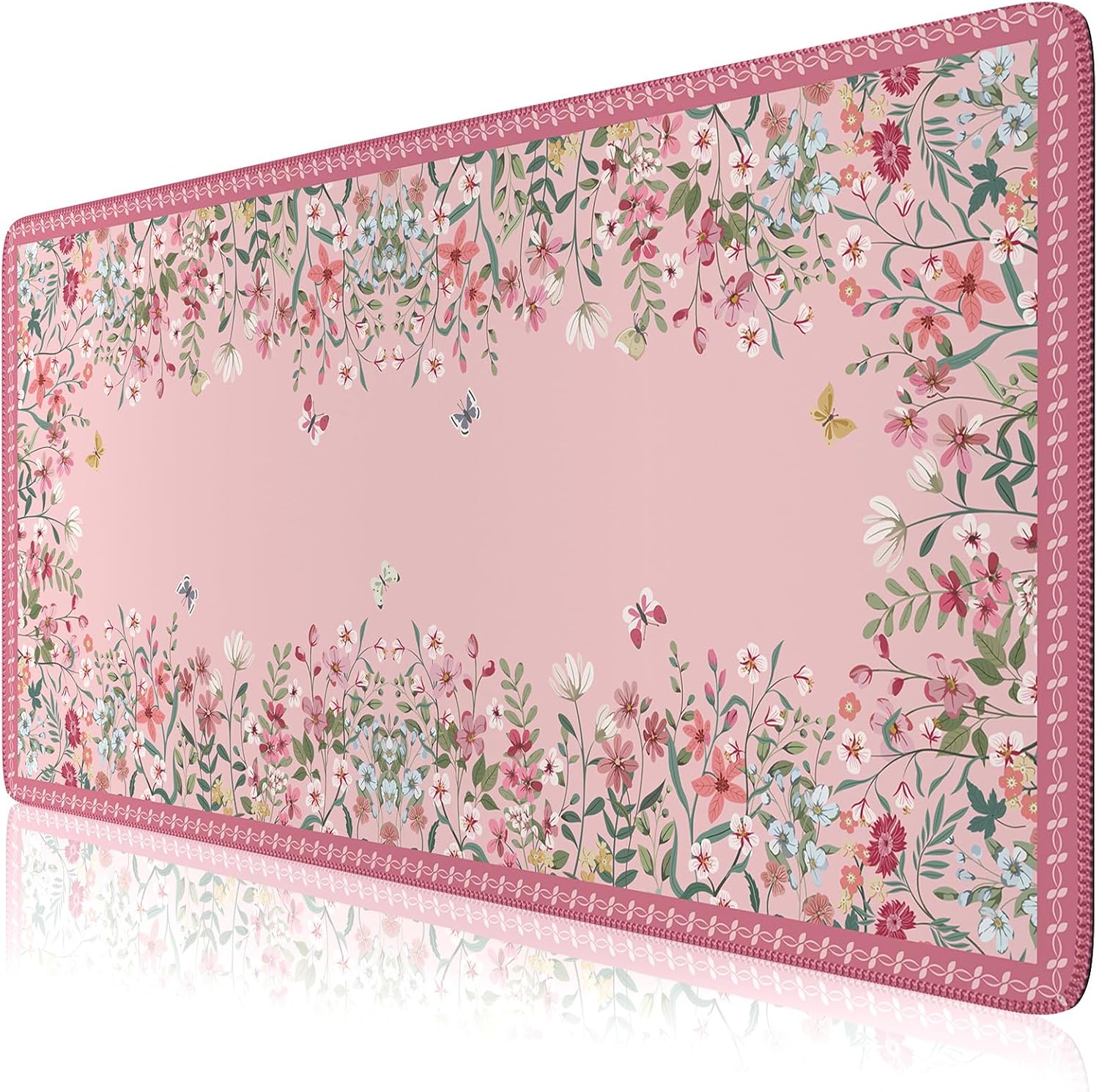 HAOCOO Pink Floral Desk Pad - Non-Slip & Waterproof