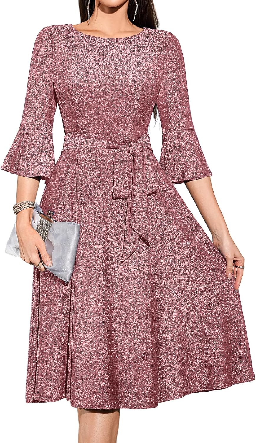 Vintage Bell Sleeve Women's Church Dress for Weddings & Parties