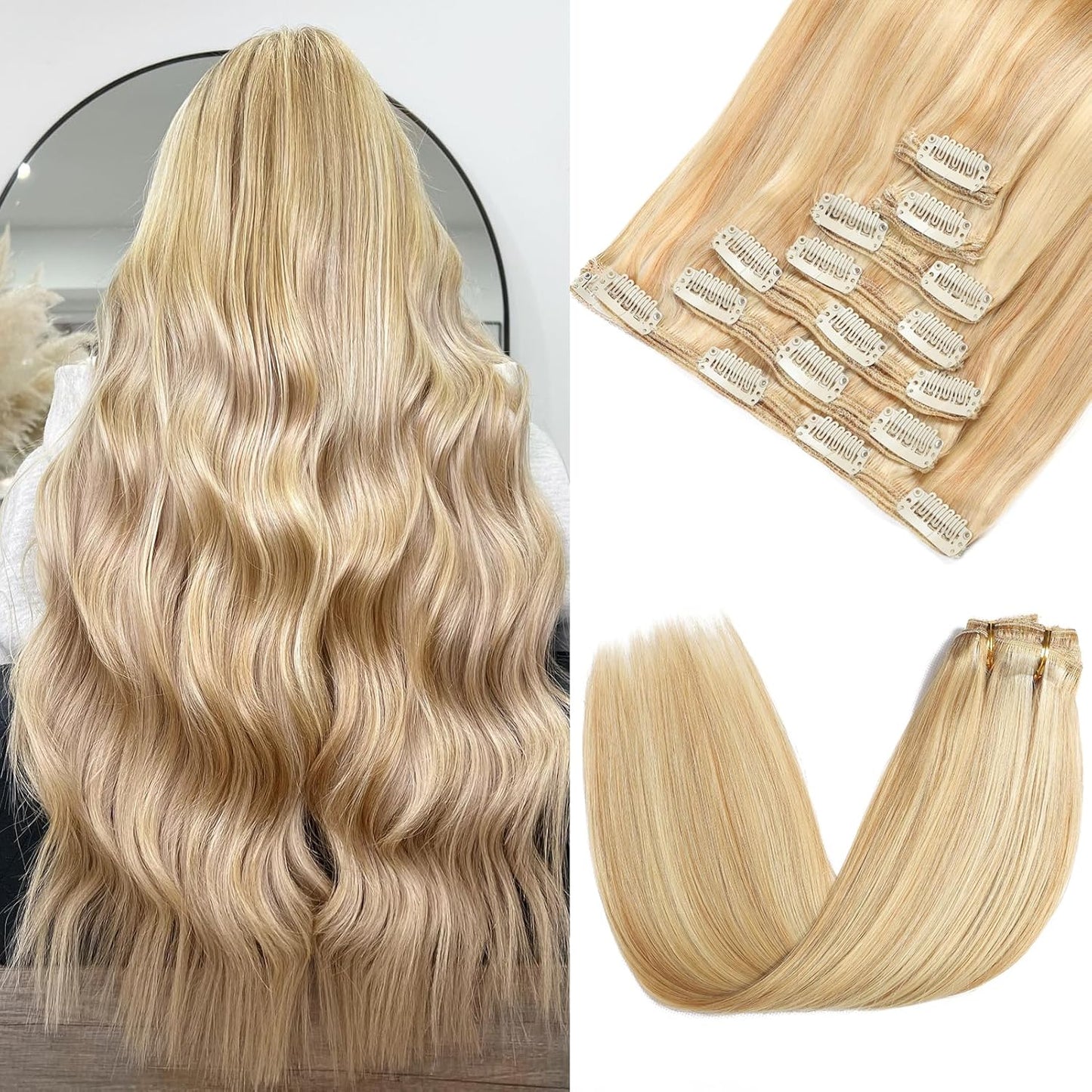 Clip in Hair Extensions Real Human Hair for Instant Volume