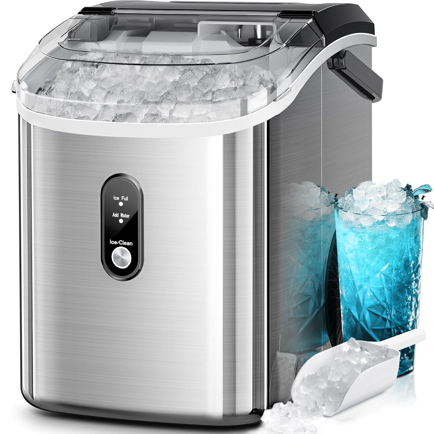 Kismile Nugget Ice Maker: Portable Sonic Ice Machine for Home