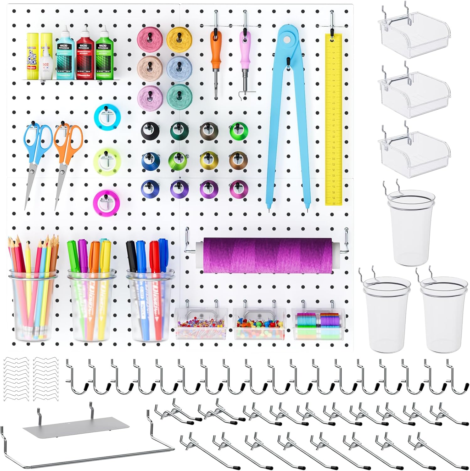 INCLY 70PCS Metal Peg Board Kit for Craft Room and Office