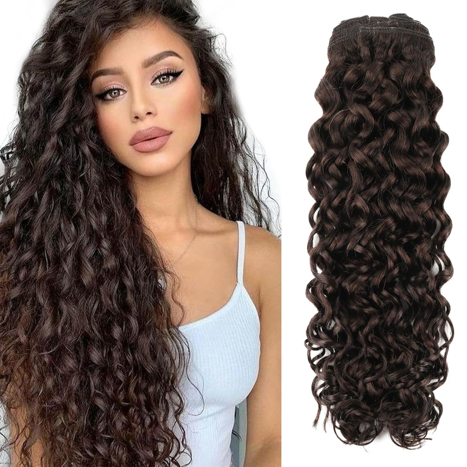 Natural Wavy Clip in Extensions for Black Women - 18 Inch