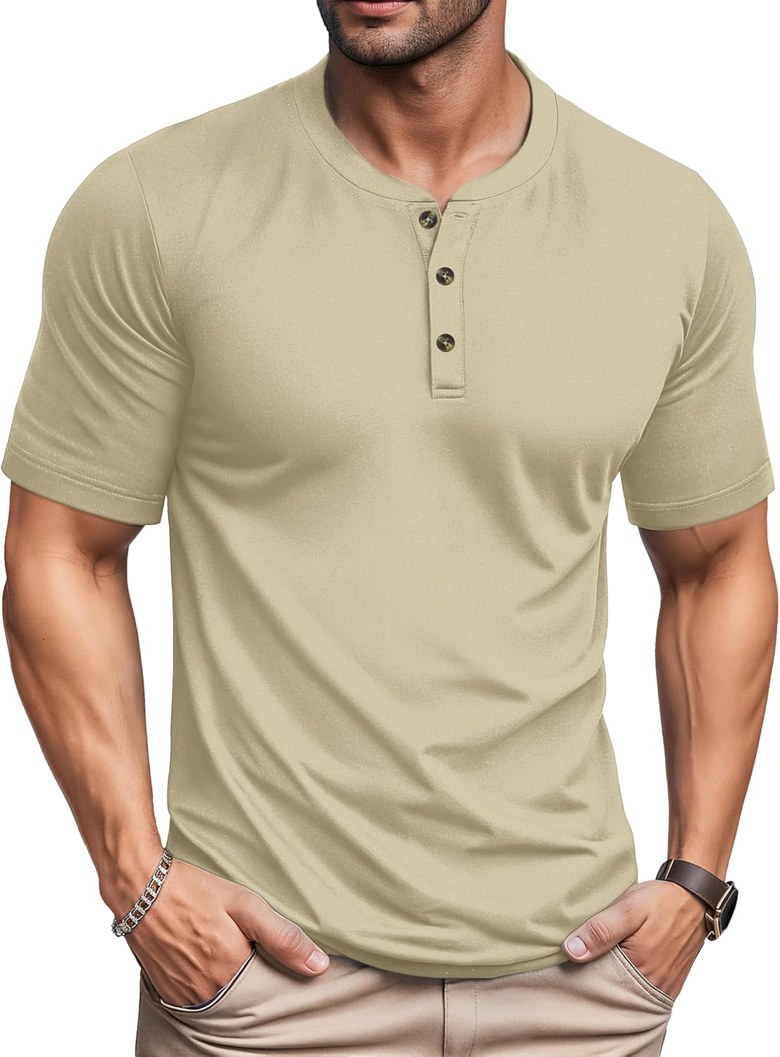 MAGCOMSEN Men's Henley Short Sleeve Shirt for Casual Summer Wear
