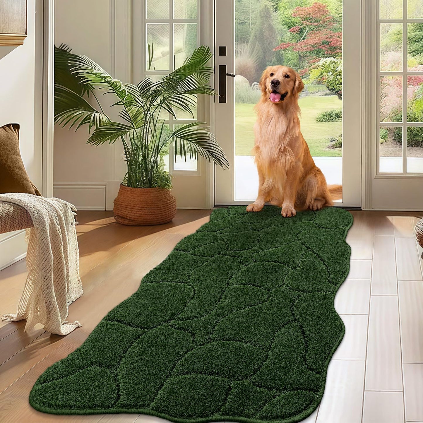 Large Dog Door Mat for Muddy Paws - Absorbent Non-Slip Rug