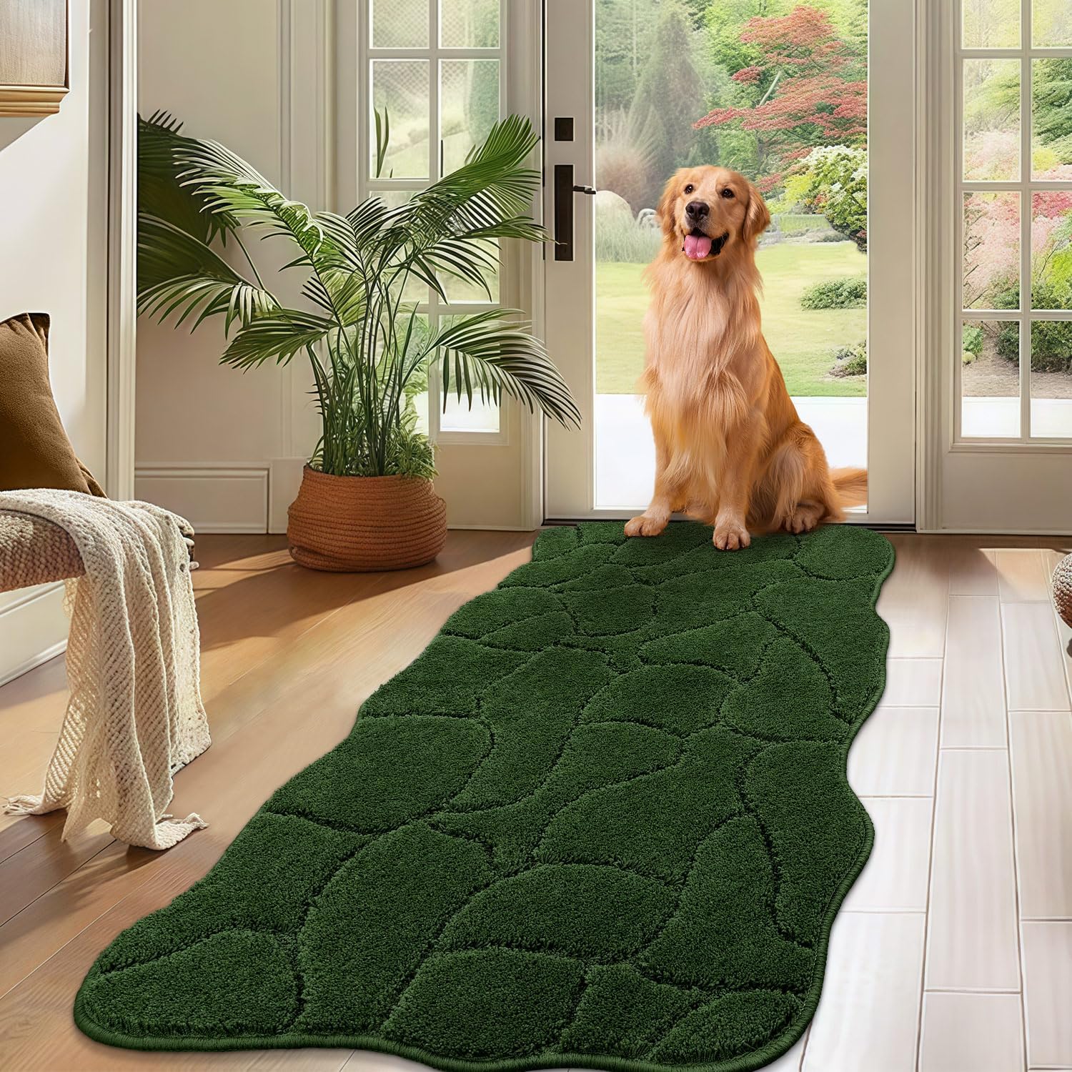 Large Dog Door Mat for Muddy Paws - Absorbent Non-Slip Rug