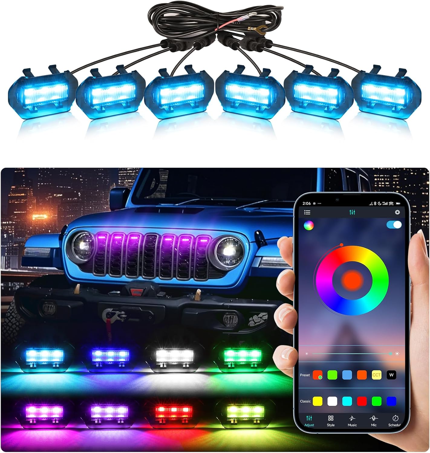 Grill Lights for Jeep Wrangler JL JLU Front Bumper Grille LED