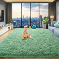 8x10 Area Rugs for Living Room Green Shag Rug - Plush 8ft x 10ft