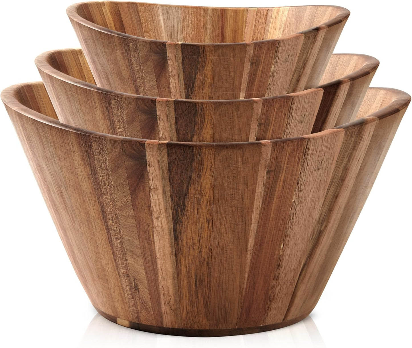 Handmade Wooden Salad Bowl Set of 3 - Stylish Natural Wood