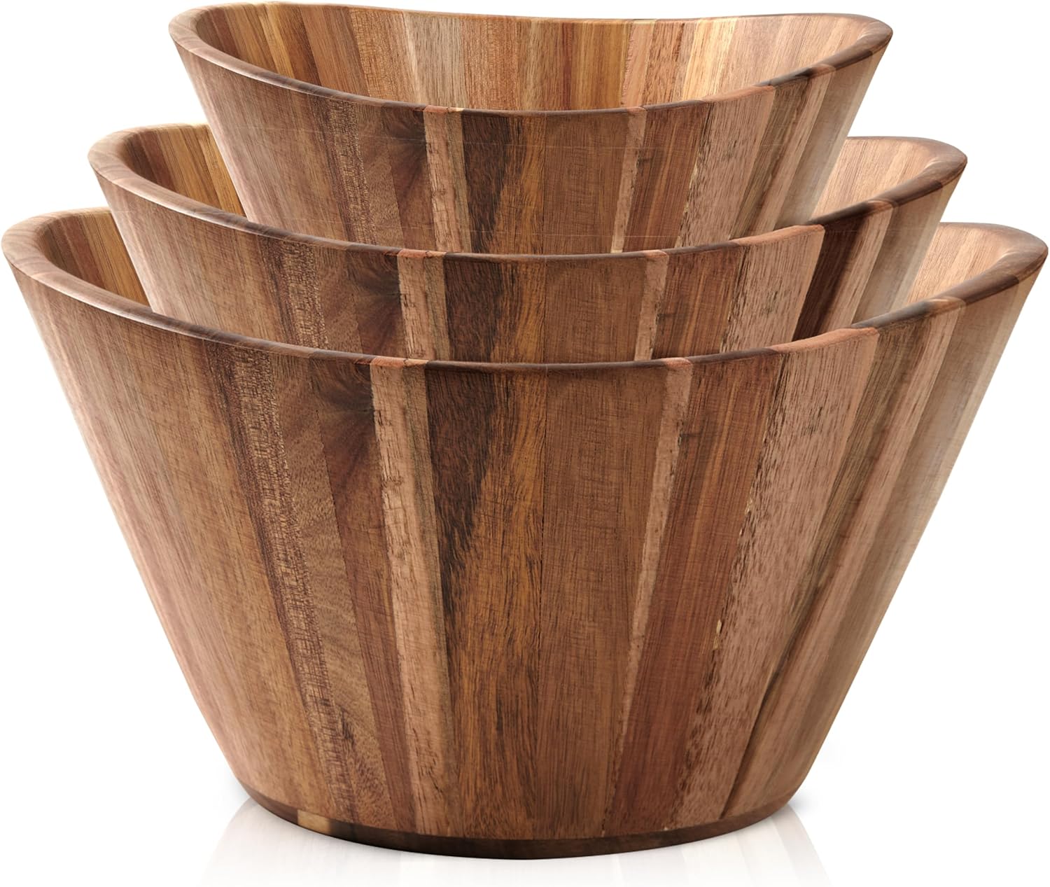 Handmade Wooden Salad Bowl Set of 3 - Stylish Natural Wood