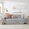 Bohemian Grey and White Couch Cover for Dogs - Tassel Slipcover