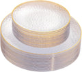Rubtlamp Clear Plastic Plates - Elegant Gold Rim for Stunning Events